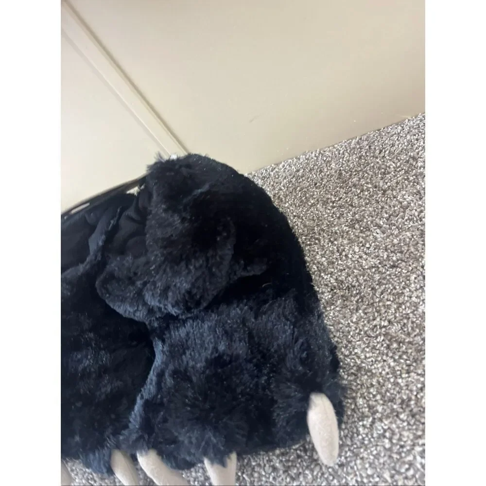 Lazy One Black Bear Paw Slippers Kids Size Medium (13-3) NEW